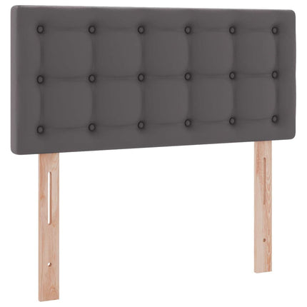 Seng med opbevaring og LED Grå 90 x 200 cm Faux læder