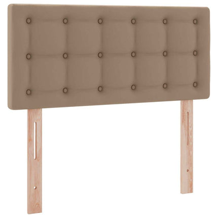 Seng med opbevaring og LED Cappuccino 90 x 200 cm Faux læder