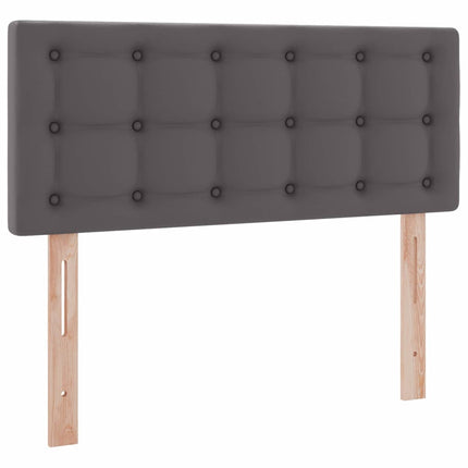Seng med opbevaring og LED Grå 120 x 190 cm Faux læder