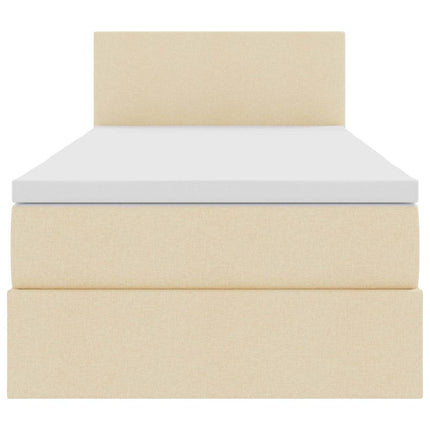 LED opbevarings seng med madras Creme 90 x 190 cm Stof