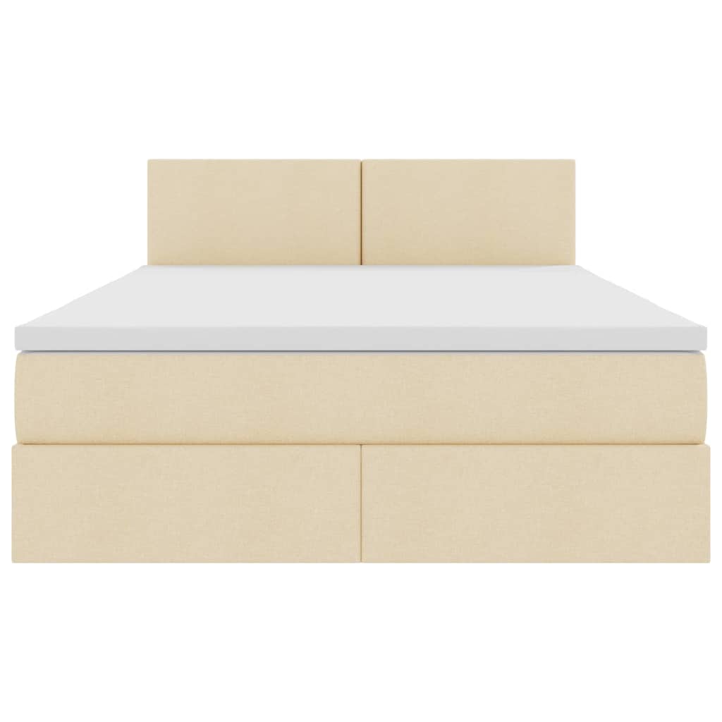LED opbevarings seng med madras Creme 140 x 190 cm Stof
