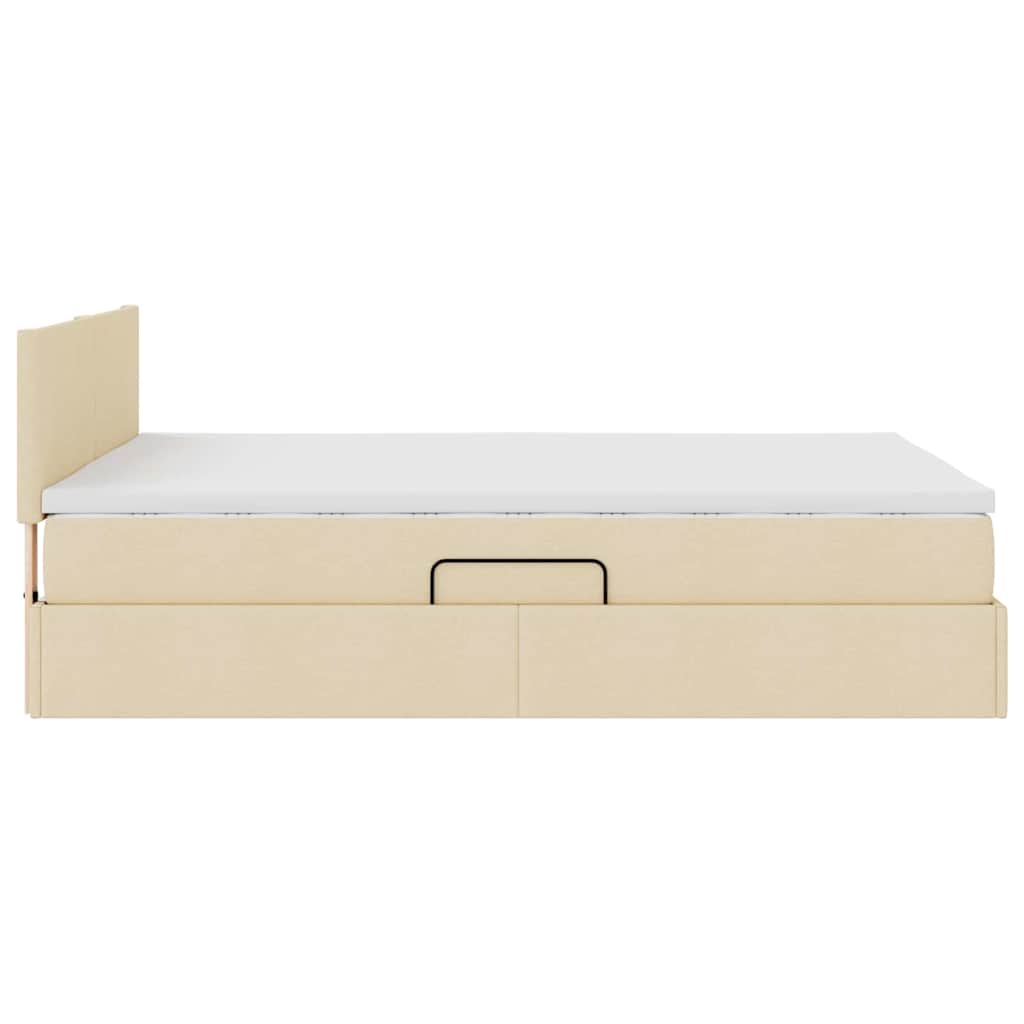 LED opbevarings seng med madras Creme 140 x 190 cm Stof
