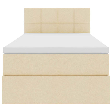 LED opbevarings seng med madras Creme 90 x 190 cm Stof