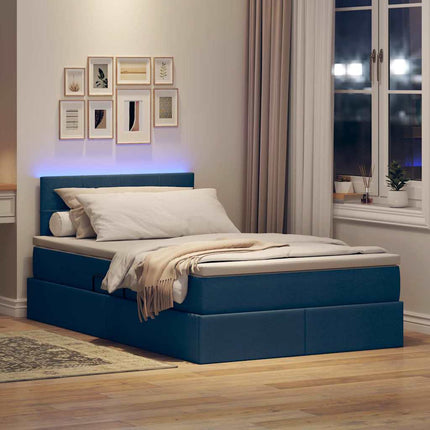 LED opbevarings seng med madras Blå 120 x 190 cm Stof