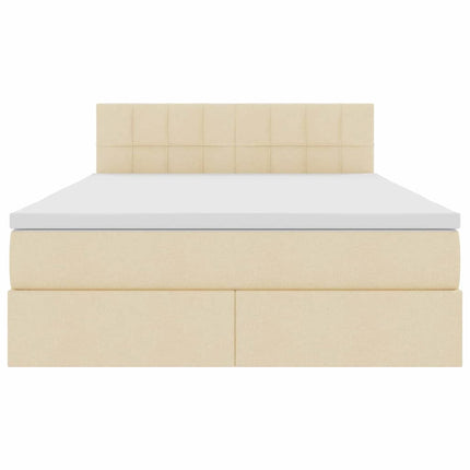LED opbevarings seng med madras Creme 140 x 190 cm Stof
