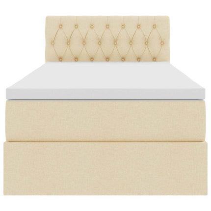 LED opbevarings seng med madras Creme 90 x 190 cm Stof
