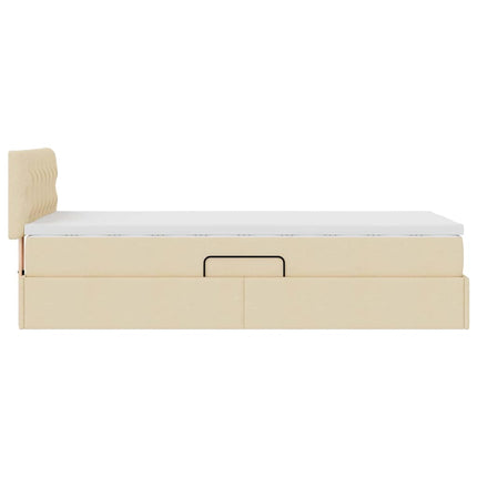 LED opbevarings seng med madras Creme 90 x 190 cm Stof