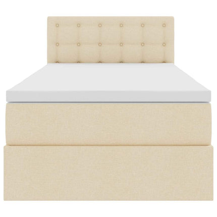 LED opbevarings seng med madras Creme 90 x 190 cm Stof