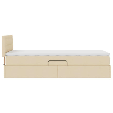 LED opbevarings seng med madras Creme 90 x 190 cm Stof