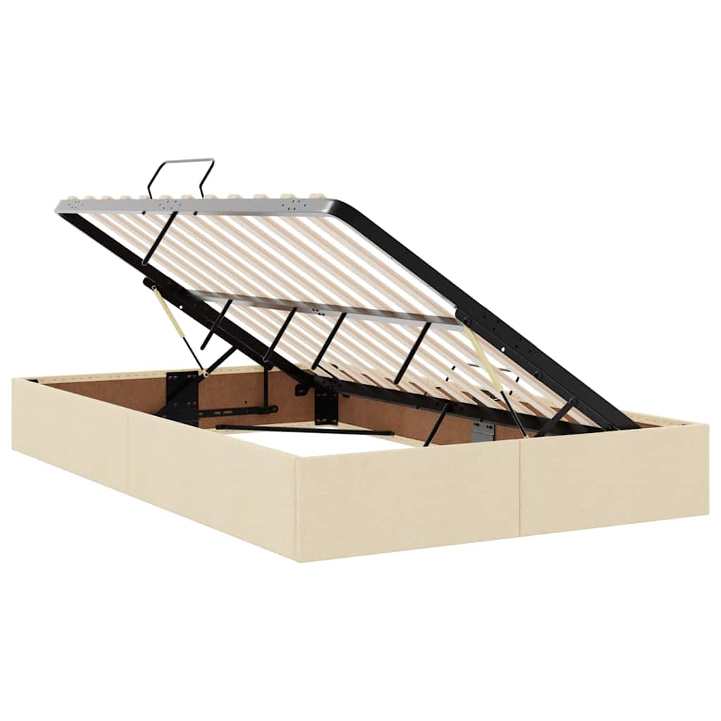LED opbevarings seng med madras Cremefarvet 120 x 190 cm Stof