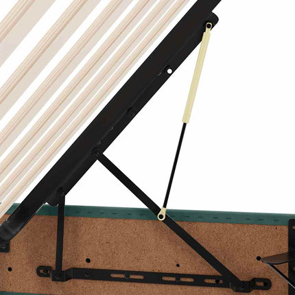 LED opbevarings seng med madras Mørkegrøn 90 x 200 cm Fløjl