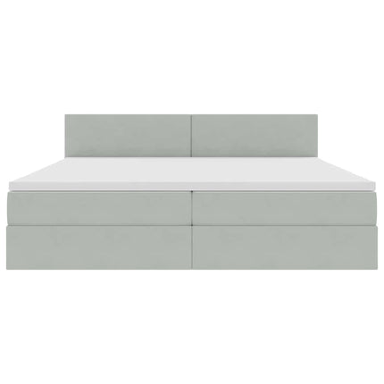 LED opbevarings seng med madras Lysegrå 200 x 200 cm Fløjl