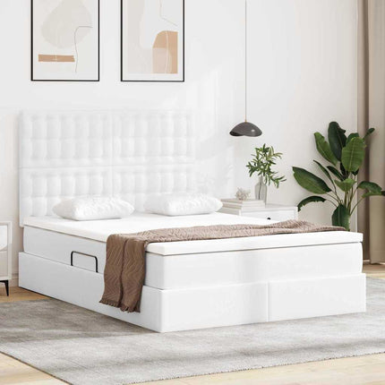 Opbevaringsseng med hovedgærde Ren Hvid 140 x 190 cm Faux læder