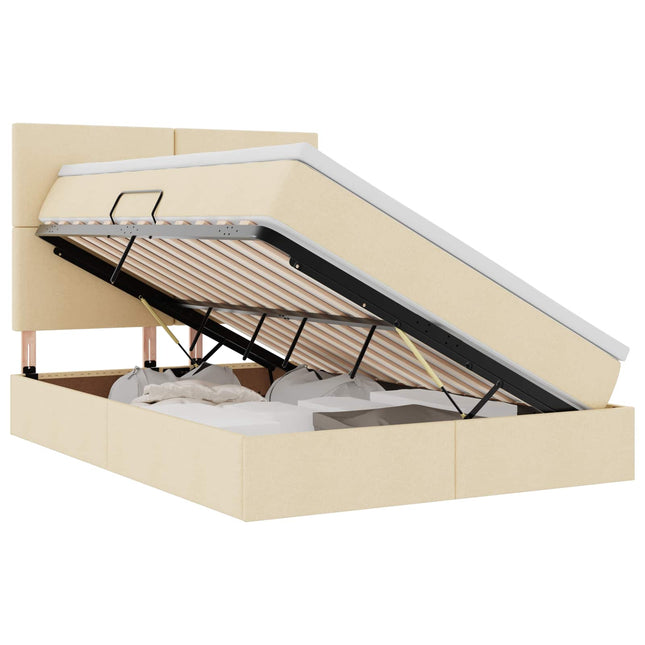 Seng med opbevaring og madras Creme 140 x 190 cm Polyester