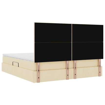 Seng med opbevaring og madras Creme 160 x 200 cm Stof