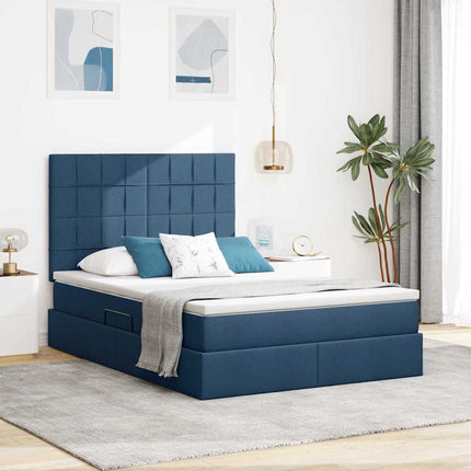 Seng med opbevaring og madras Blå 140 x 190 cm Stof