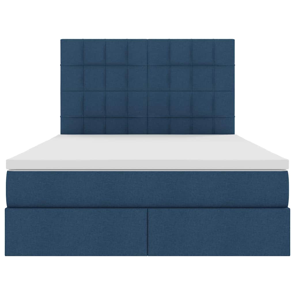 Seng med opbevaring og madras Blå 140 x 190 cm Polyester