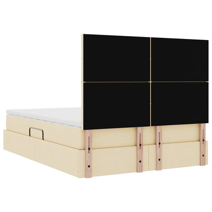 Seng med opbevaring og madras Creme 140 x 200 cm Stof
