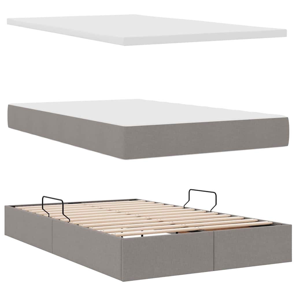 Seng med opbevaring og madras Gråbrun 120 x 200 cm Polyester