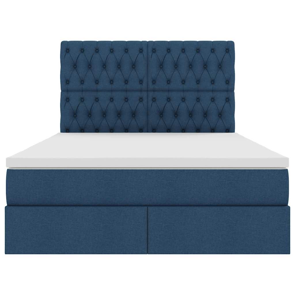 Seng med opbevaring og madras Blå 140 x 190 cm Polyester