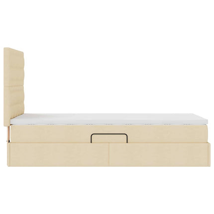 Seng med opbevaring og madras Creme 90 x 190 cm Stof
