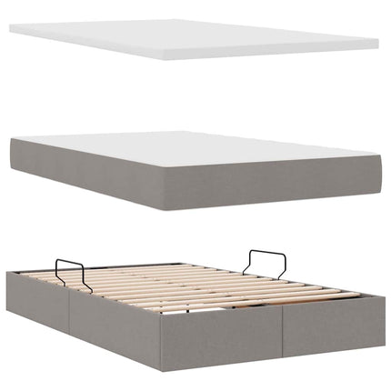 Seng med opbevaring og madras Gråbrun 120 x 190 cm Stof