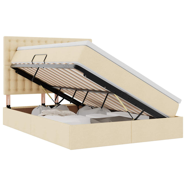 Seng med opbevaring og madras Creme 140 x 190 cm Polyester