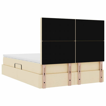 Seng med opbevaring og madras Creme 140 x 190 cm Stof