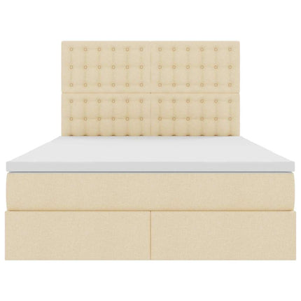 Seng med opbevaring og madras Creme 140 x 190 cm Stof
