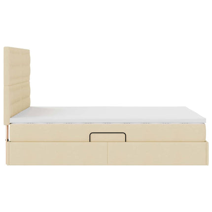 Seng med opbevaring og madras Creme 140 x 190 cm Stof