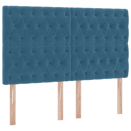 Seng med opbevaring og madras Mørk blå 140 x 190 cm Fløjl
