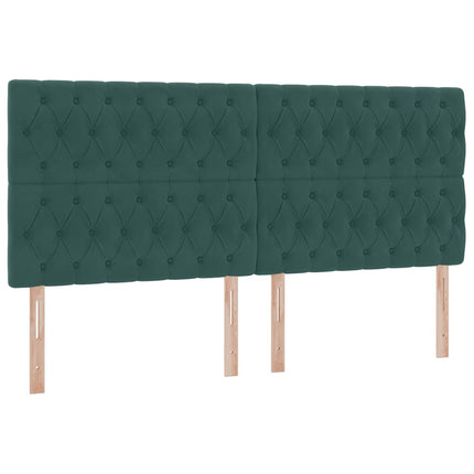 Seng med opbevaring og madras Mørkegrøn 200 x 200 cm Fløjl