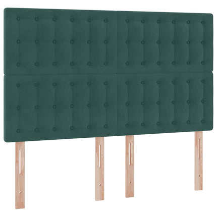 Seng med opbevaring og madras Mørkegrøn 140 x 200 cm Fløjl