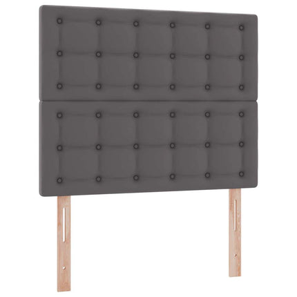 Seng med opbevaring og LED Grå 120 x 200 cm Faux læder