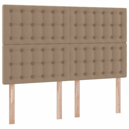 Seng med opbevaring og LED Cappuccino 140 x 200 cm Faux læder