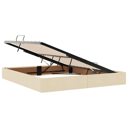 LED opbevarings seng med madras Creme 160 x 200 cm Stof