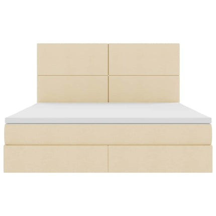LED opbevarings seng med madras Creme 160 x 200 cm Stof