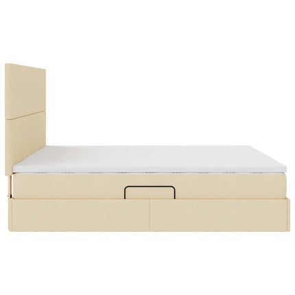 LED opbevarings seng med madras Creme 160 x 200 cm Stof
