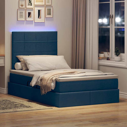 LED opbevarings seng med madras Blå 120 x 190 cm Stof