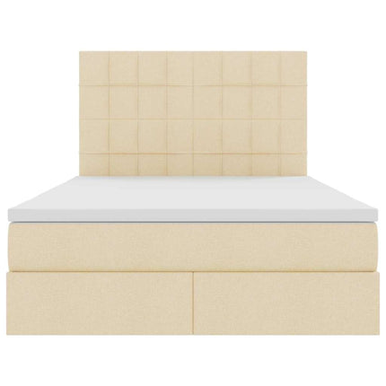 LED opbevarings seng med madras Creme 140 x 190 cm Stof