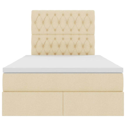 LED opbevarings seng med madras Cremefarvet 120 x 190 cm Stof