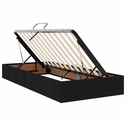 LED opbevarings seng med madras Sort 90 x 190 cm Stof