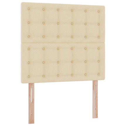 LED opbevarings seng med madras Creme 90 x 190 cm Stof