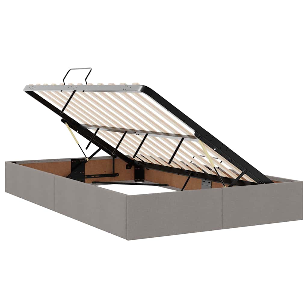 LED opbevarings seng med madras Gråbrun 120 x 200 cm Stof