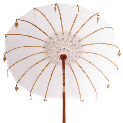 Balinesisk parasol med base Creme 185 x 185 x 260 cm