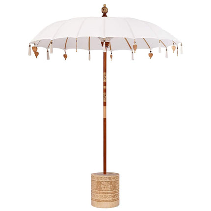 Balinesisk parasol med base Creme 185 x 185 x 260 cm