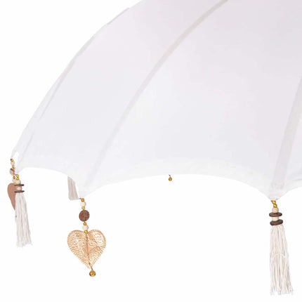 Balinesisk parasol med base Creme 215 x 215 x 260 cm