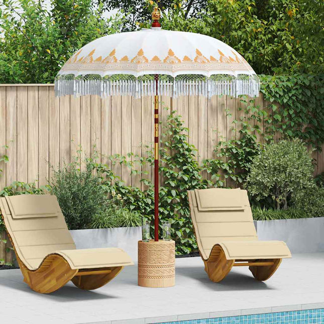 Balinesisk parasol med base Cremefarvet 185 x 185 x 260 cm