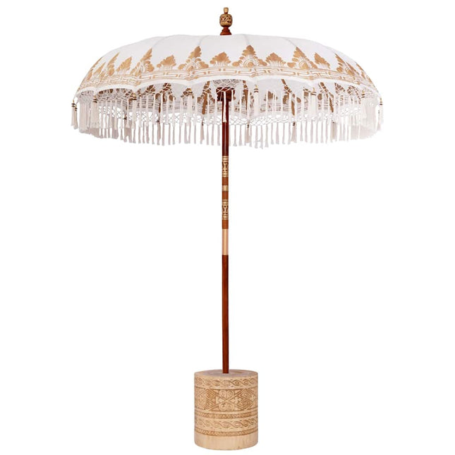Balinesisk parasol med base Cremefarvet 185 x 185 x 260 cm