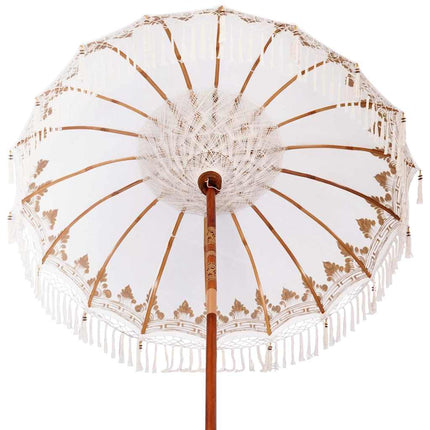 Balinesisk parasol med base Creme 185 x 185 x 260 cm